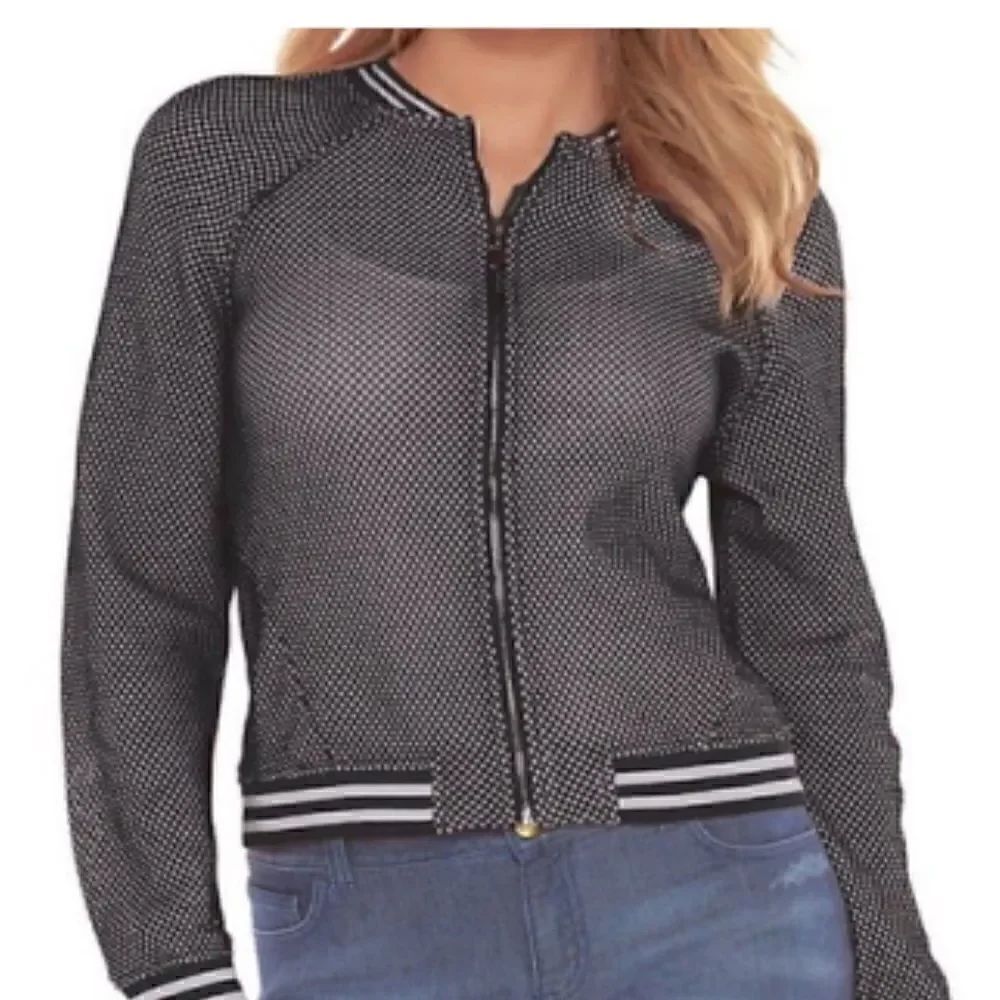 Juicy Couture Black & White Mesh Summer Jacket Size Large